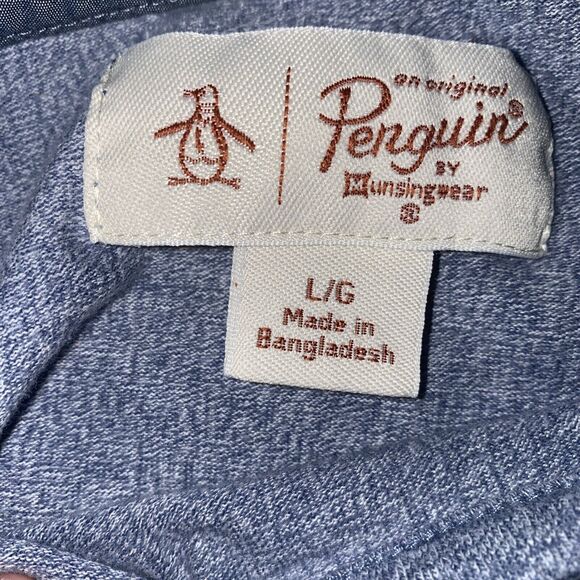 Original Penguin Shirt Men Large Blue Short Sleeve Pocket Embroidered Logo Adult - Picture 3 of 5